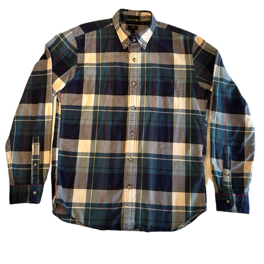 J. Crew Men's Multicolor Plaid Button-Down Shirt size medium, slim